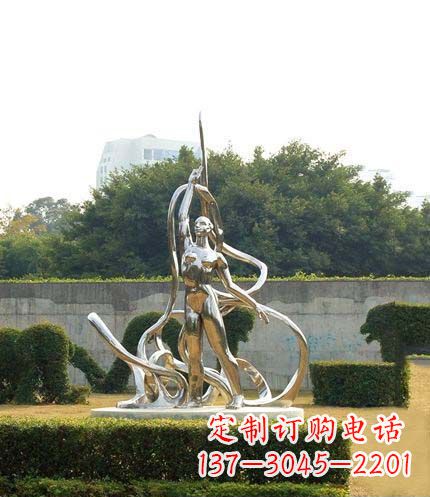 山东跳丝带魅力少女铜雕