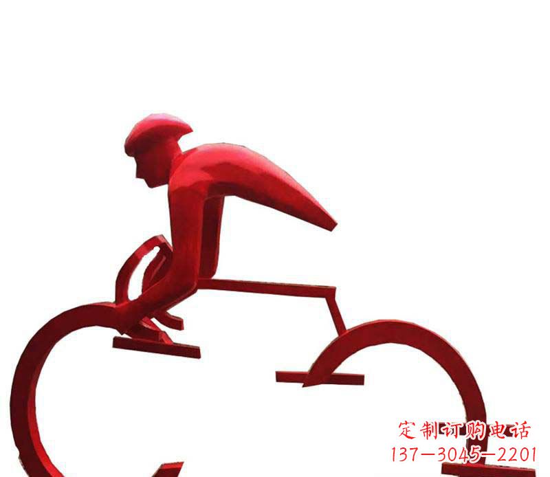 山东公园主题不锈钢自行车雕塑