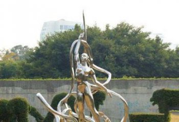 山东跳丝带魅力少女铜雕