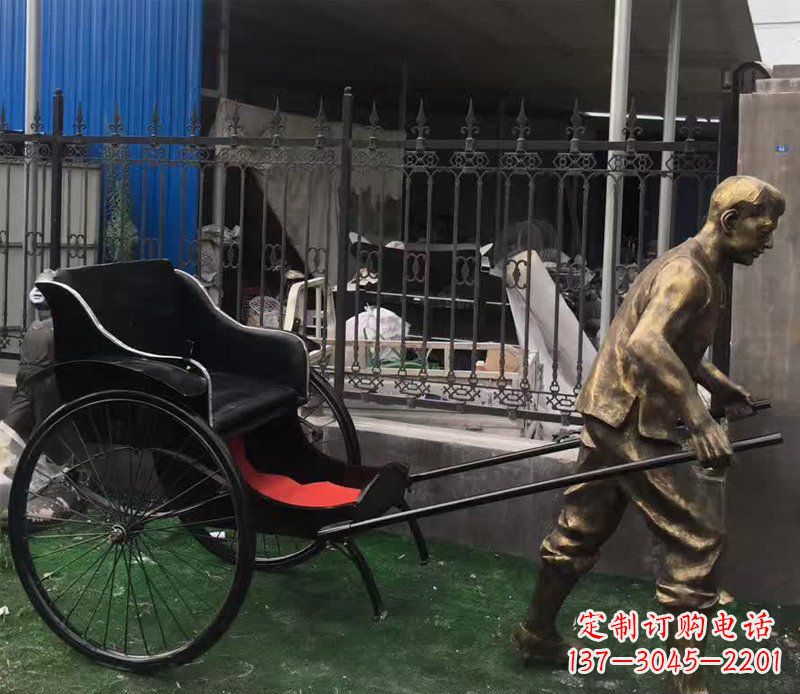 山东欣赏精美的手工雕刻车夫青铜雕塑