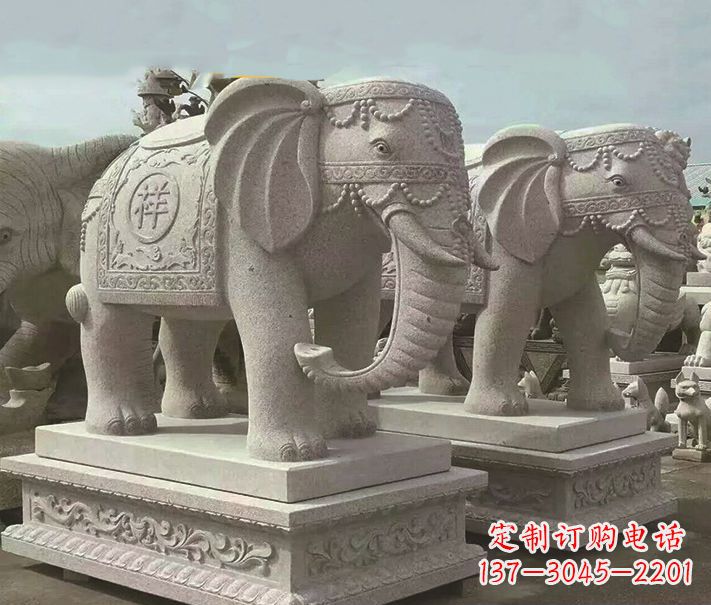 山东精美大象大理石雕塑