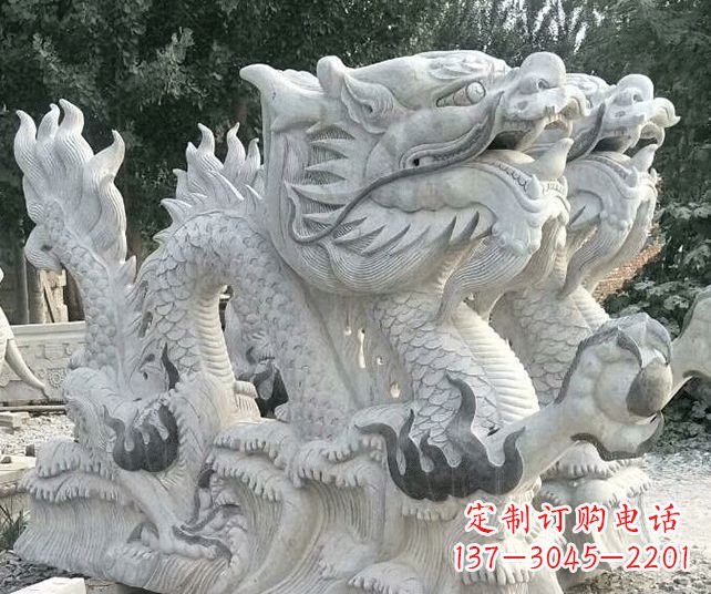 山东优雅古典大理石生肖龙雕塑