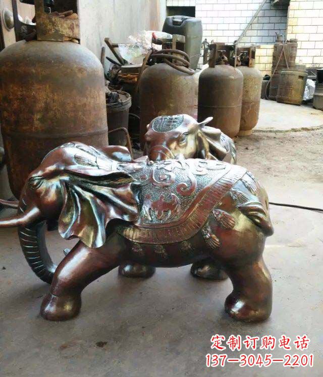 山东公园大象招财动物铜雕 (2)