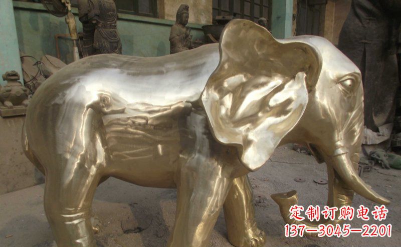 山东公园大象动物铜雕_2