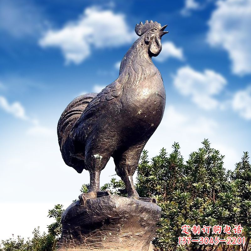 山东威风凛凛的大型铸铜酉鸡雕塑