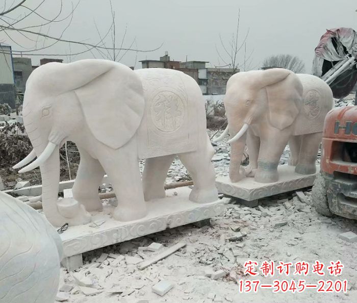 山东公园动物大象石雕 (5)
