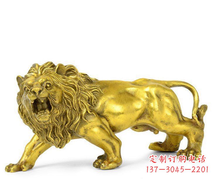 山东黄铜鎏金狮子雕塑——象征力量的艺术精品
