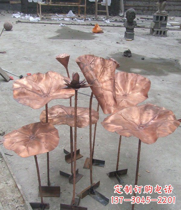 山东中领雕塑荷花锻铜雕塑