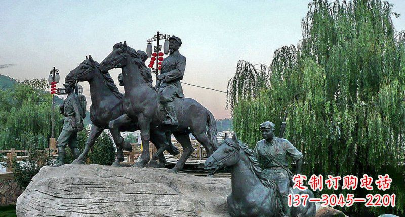 山东公园红军骑马景观铜雕