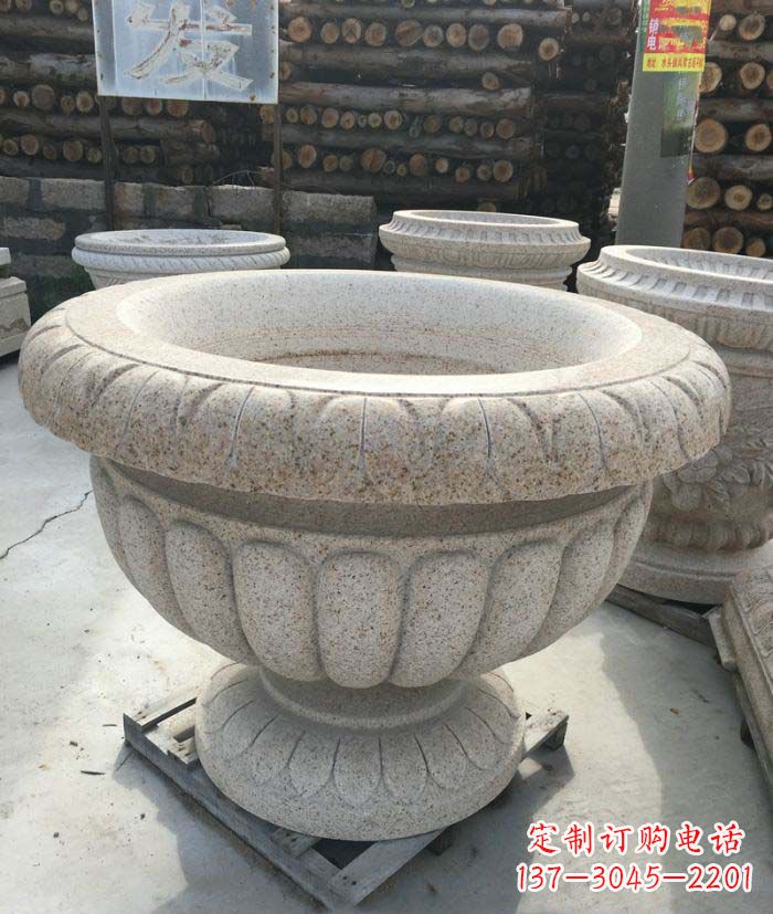 山东高质量大理石花盆石雕