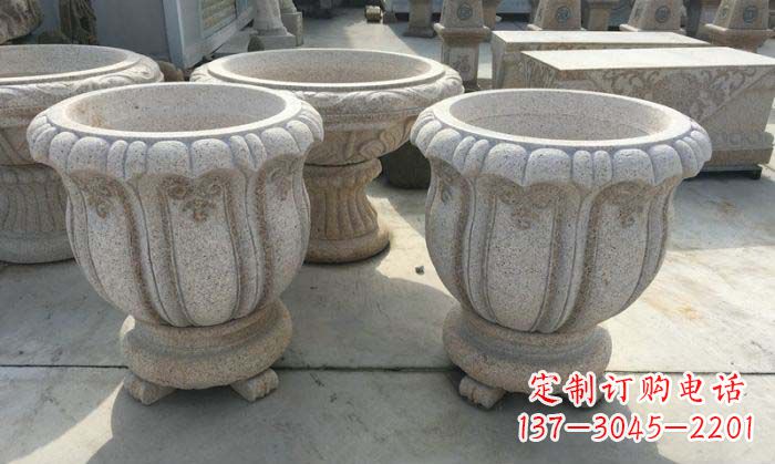 山东优雅大理石花盆雕塑