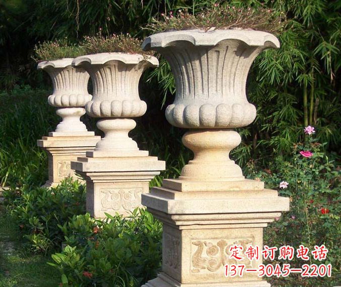山东高质量大理石花盆石雕