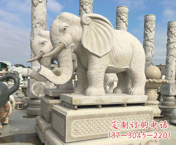 山东大理石招财大象雕塑