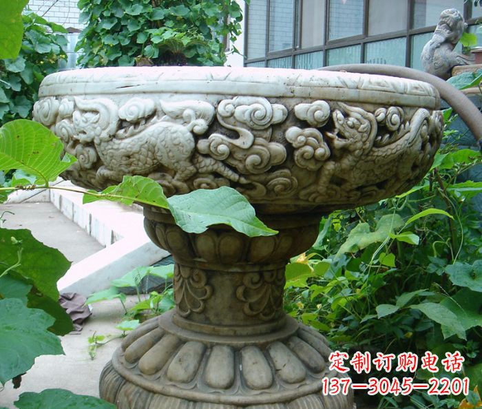 山东仿古花盆石雕艺术品
