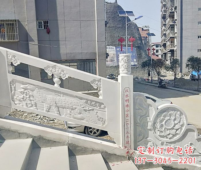 山东汉白玉石雕栏板，唯美园林装饰
