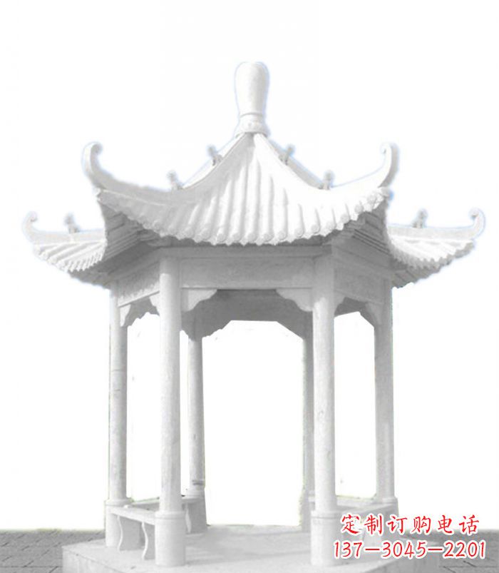 山东公园景观汉白玉石雕凉亭 (2)