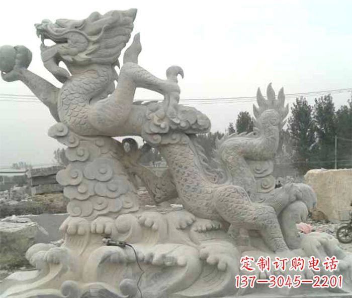 山东精美青龙出水石雕