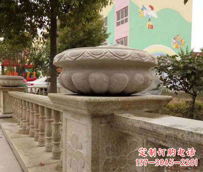 山东公园景观砂岩花盆石雕