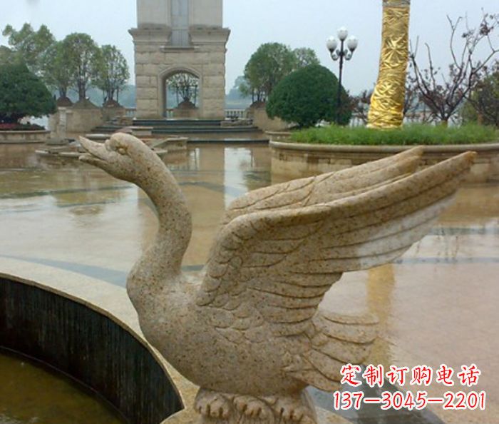 山东公园景观砂岩天鹅喷泉石雕