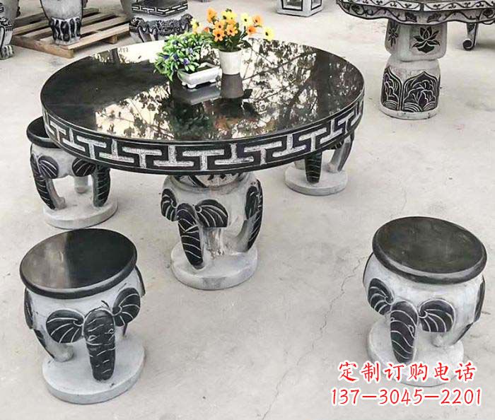 山东公园景观圆形石桌凳