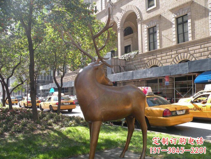 山东公园梅花鹿景观铜雕