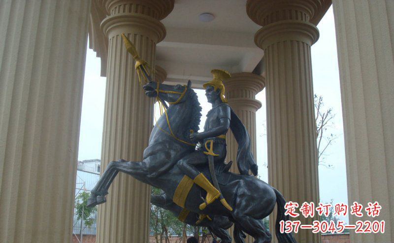 山东公园骑马的罗马士兵人物铜雕