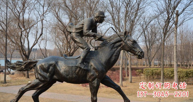 山东骑马小品铜雕一件完美的艺术精品