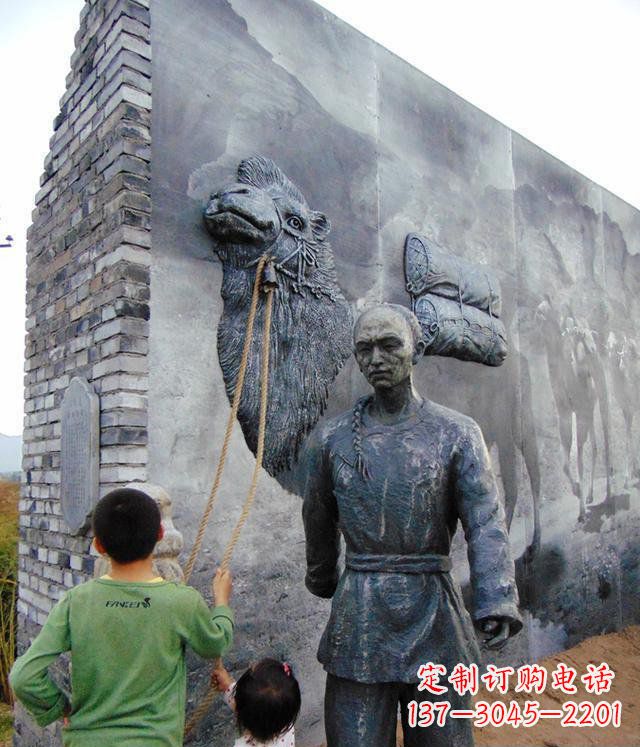 山东清朝人物骆驼雕塑
