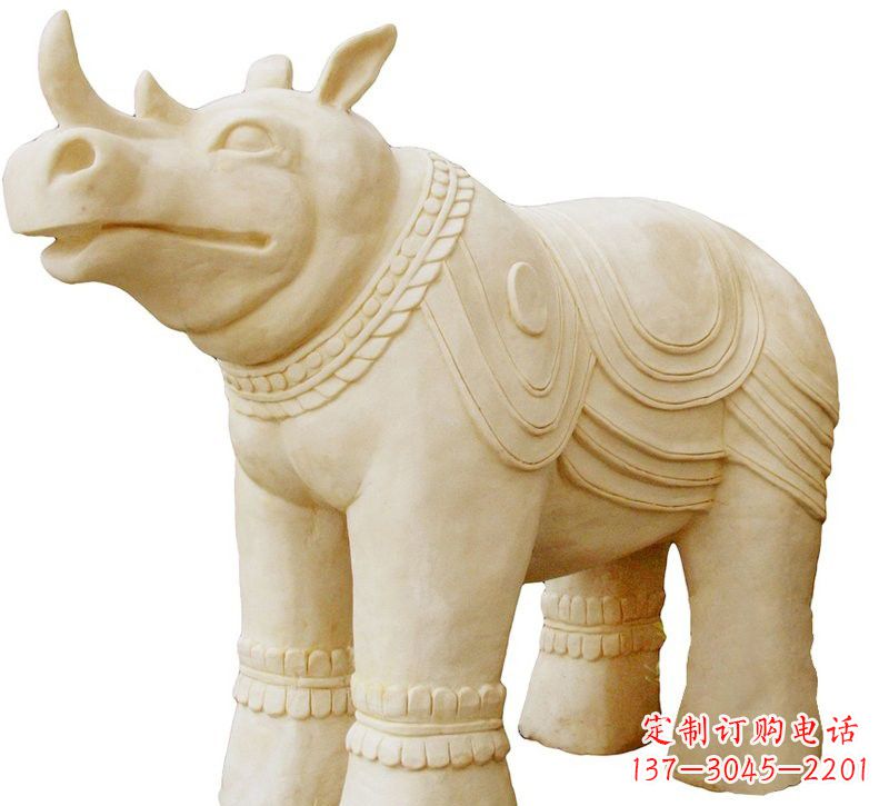 山东砂岩犀牛雕塑