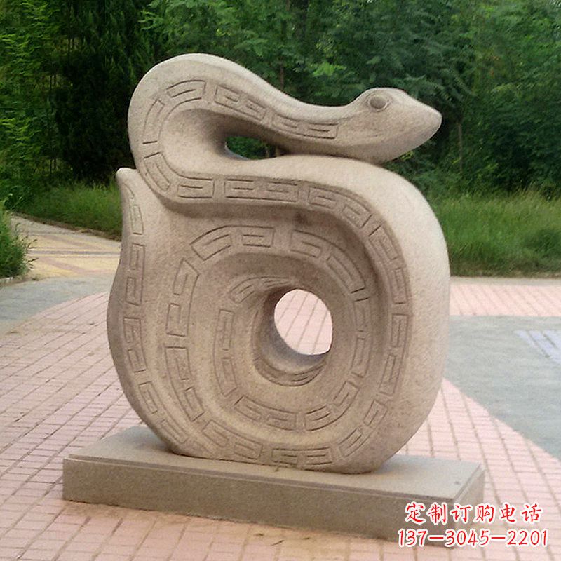山东砂岩动物蛇雕塑