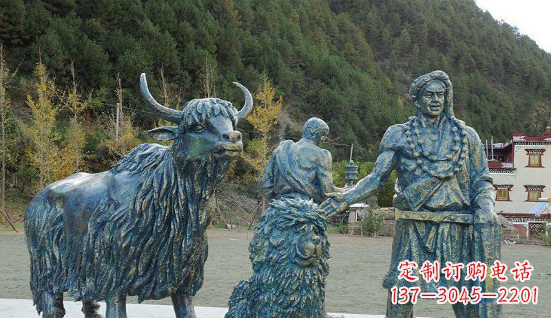 山东中领雕塑定制牦牛景观铜雕