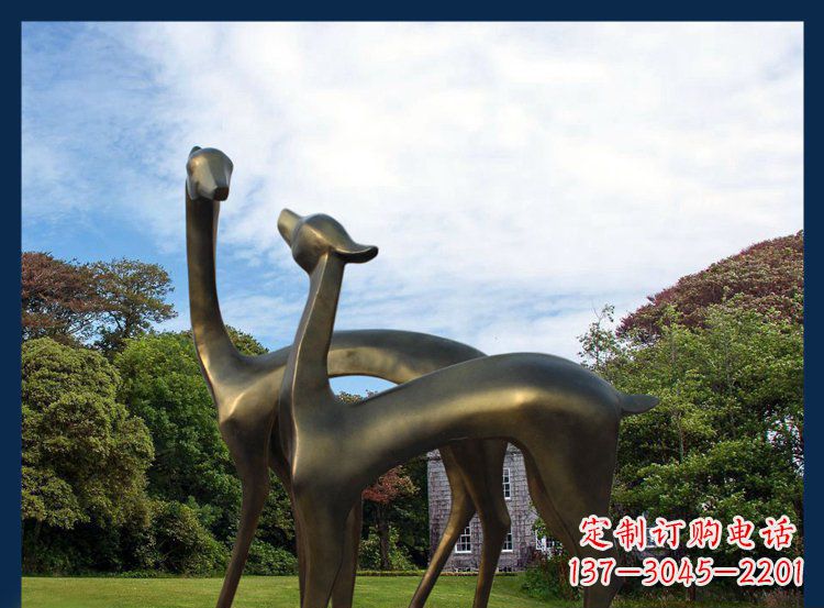 山东公园铜雕金属小鹿动物雕塑