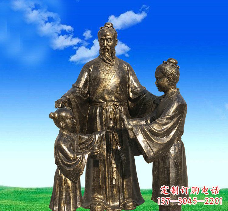 山东铜雕艺术精美人物雕塑——孔融让梨