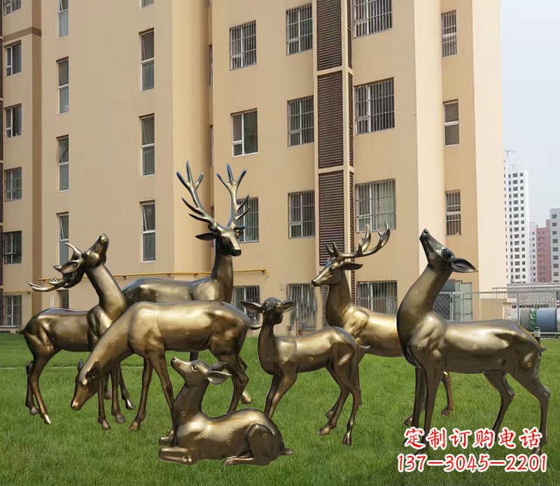 山东高贵典雅的梅花鹿铜雕