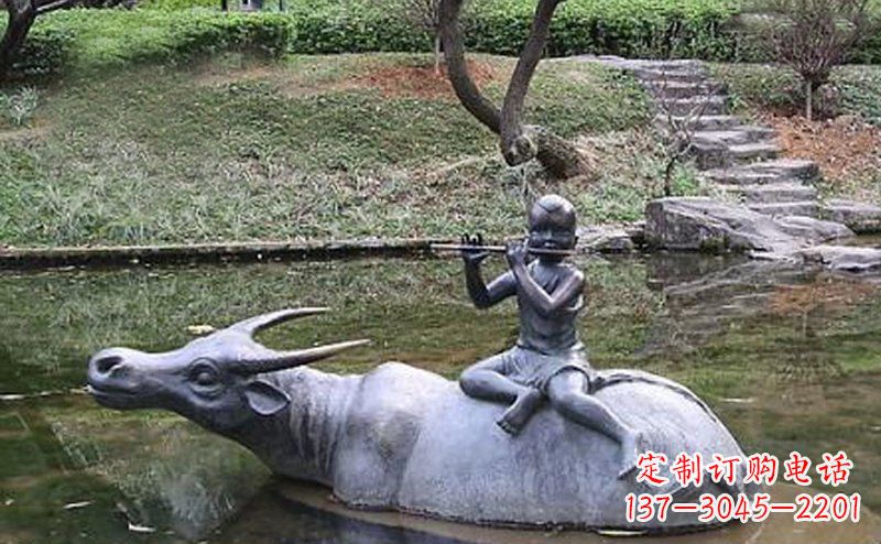 山东草原上的牧童铜雕