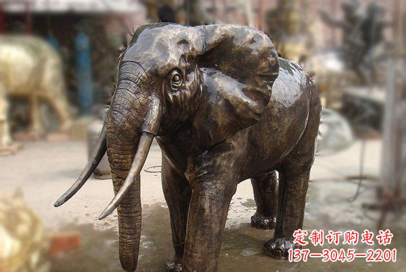 山东优雅而典雅的铜质大象雕塑