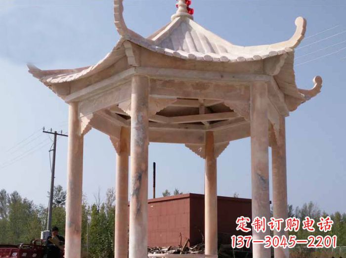 山东红六角凉亭雕塑