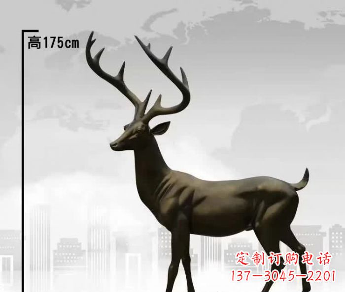 山东精美的铜制公园小鹿雕塑