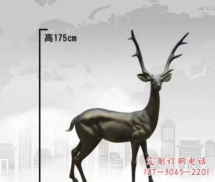 山东精致优雅的铜制公园小鹿雕塑