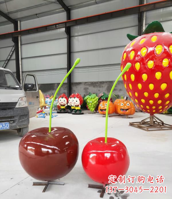 山东领雕塑玻璃钢仿真樱桃水果雕塑