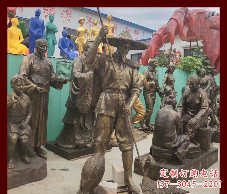 山东新中式鸬鹚铜雕塑
