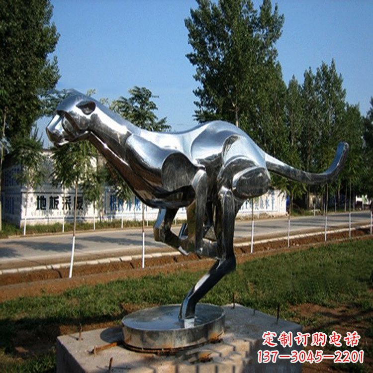 山东公园园林动物动物袋鼠拉丝不锈钢雕塑