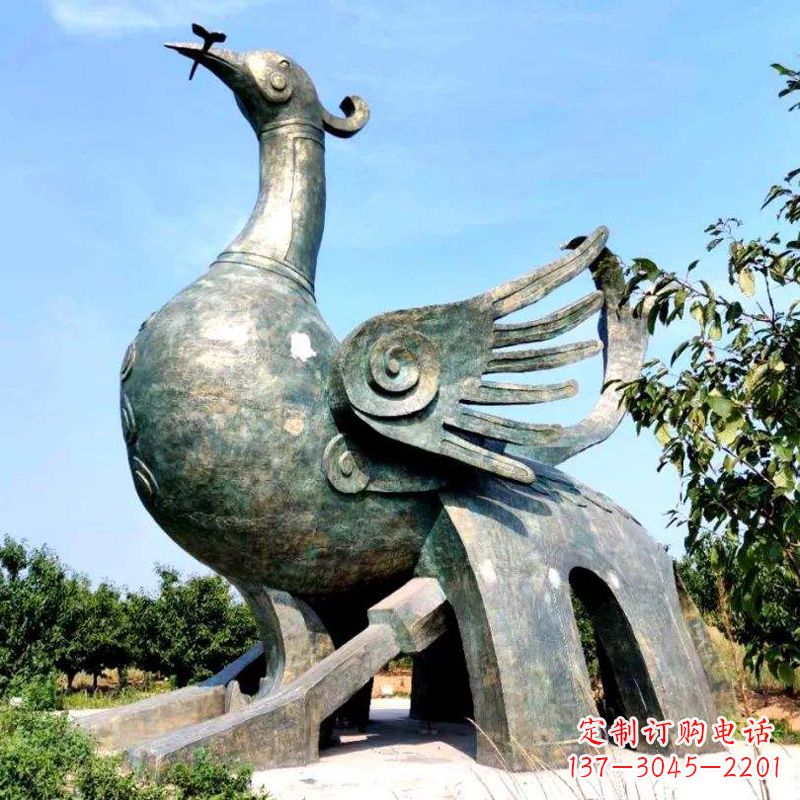 山东公园园林朱雀铜雕景观雕塑