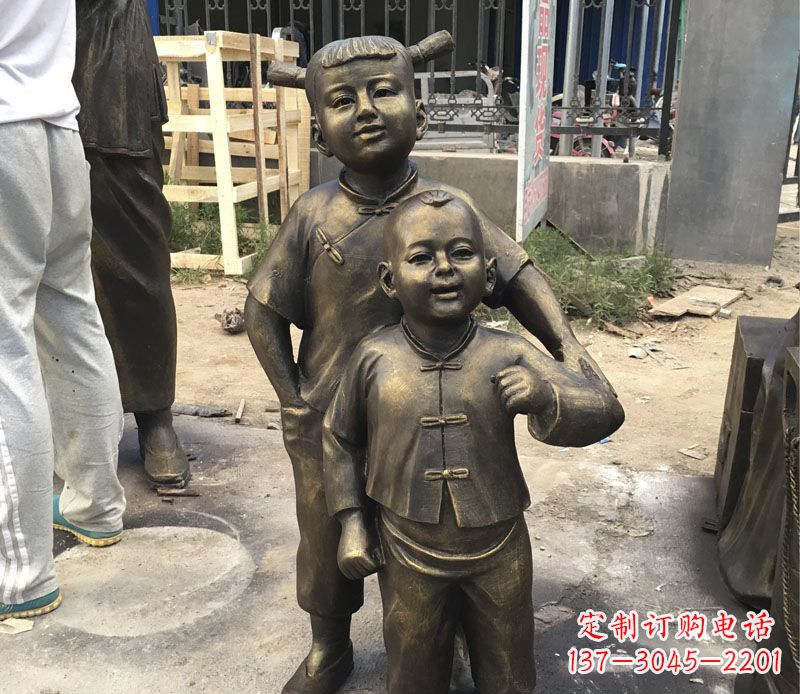 山东中领雕塑纯手工古典儿童铜雕