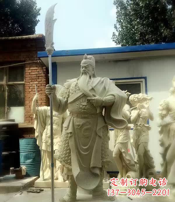 山东中领雕塑古代关公石雕
