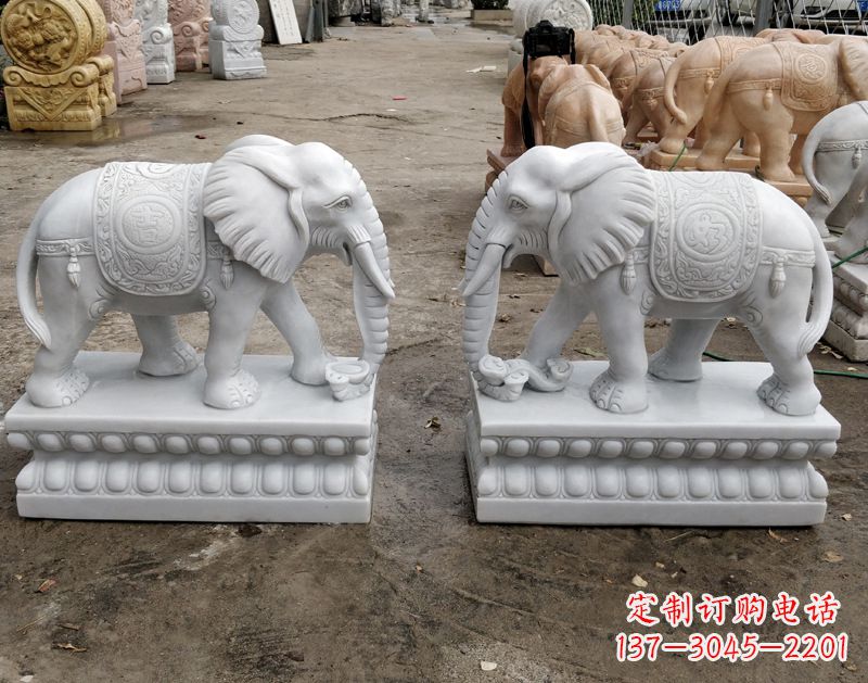 山东古代门前两侧大象石雕