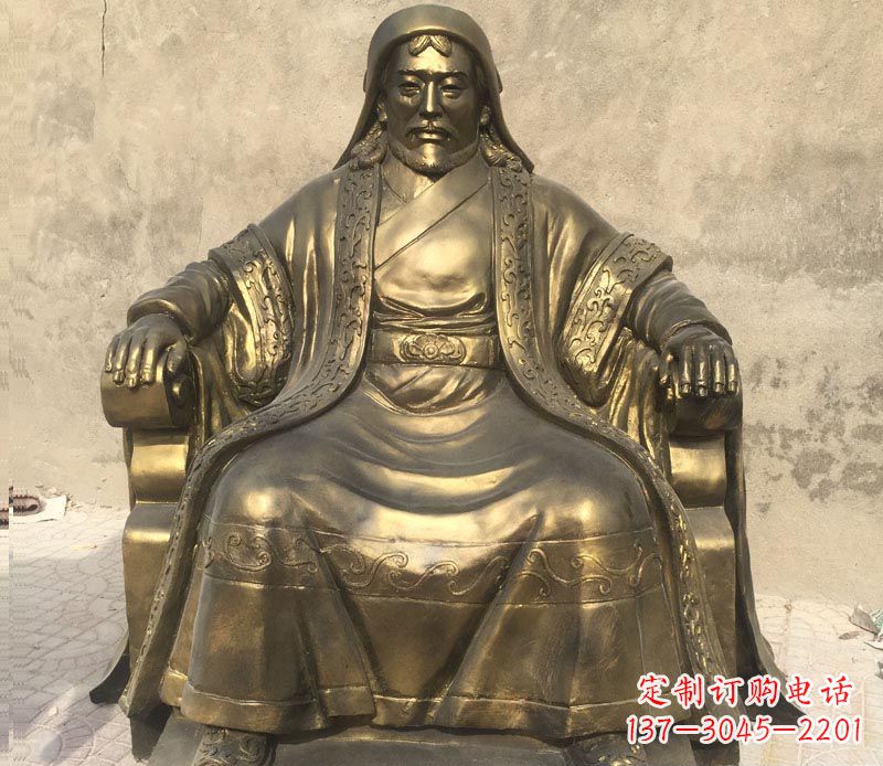 山东展现历史荣光的成吉思汗铜雕
