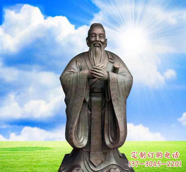 山东古代名人孔子行教像铜雕