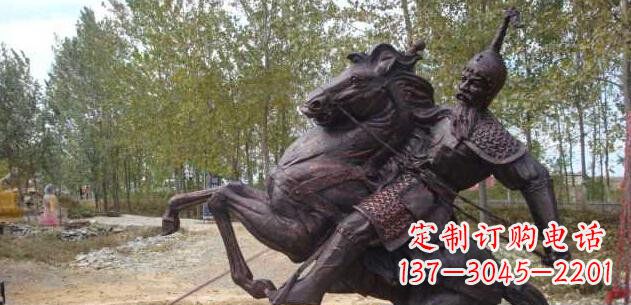 山东古代骑马人物公园景观铜雕 (2)