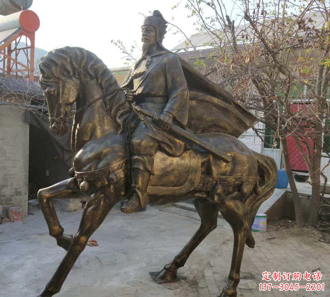 山东古典风格骑马人物铜雕塑